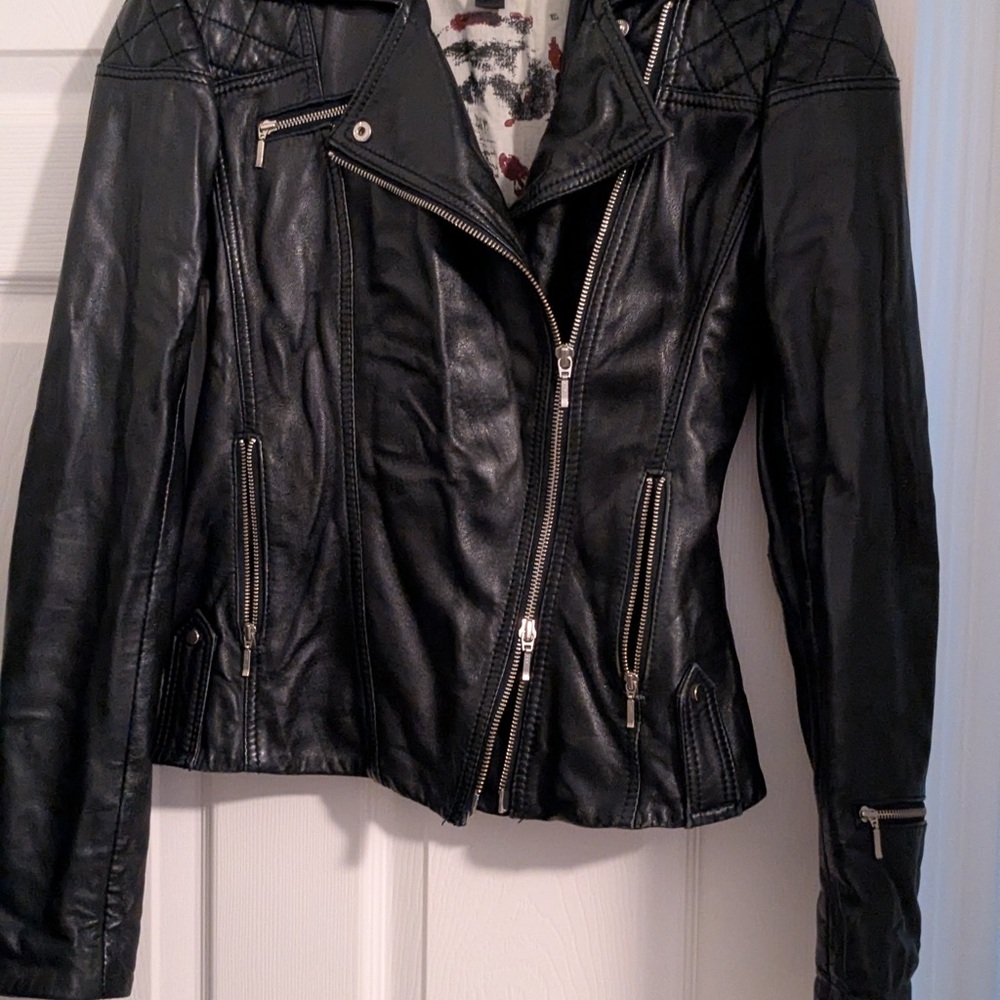 Danier Black Leather Biker Jacket